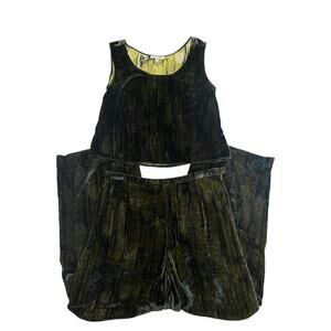 VTG Georgio Armani Crushed Velvet Tank Top and Wide Leg High Waisted Pant Set